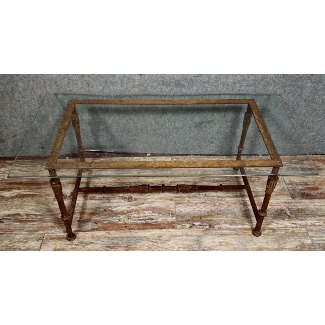 Console Table in Wrought Iron with Glass Top For Sale - Image 7 of 8