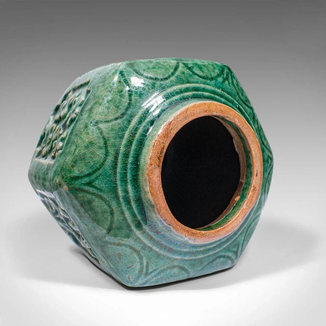 1880s Antique Victorian Japanese Earthenware Hexagonal Spice Jar For Sale - Image 9 of 11