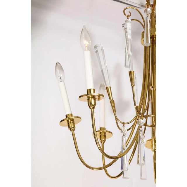 Traditional Brass and Crystal Chandelier For Sale - Image 3 of 4