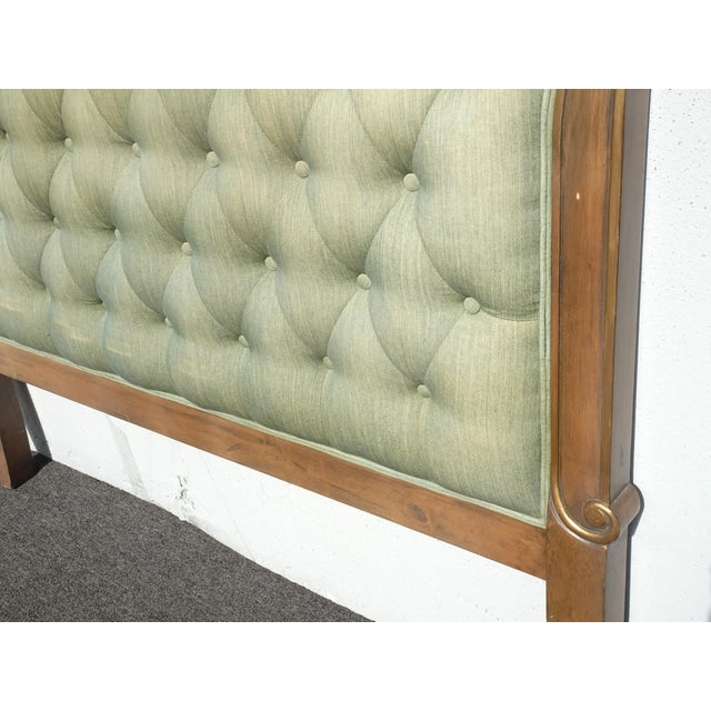 Headboard ~ French Provincial Louis XVI Style Green Tufted Full Queen Headboard For Sale - Image 12 of 15