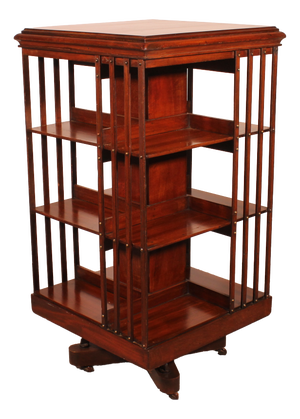 Revolving Bookcase with Iron Base and Inlays, 1890s