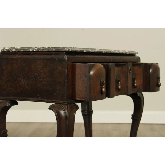 18th Century Antique English Walnut Jacobean Marble Top Console, Lowboy For Sale - Image 9 of 13