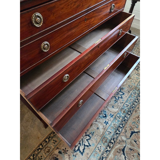 Georgian Mahogany Astragal Glazed Secretaire Bookcase on Swept Bracket Feet For Sale - Image 16 of 18