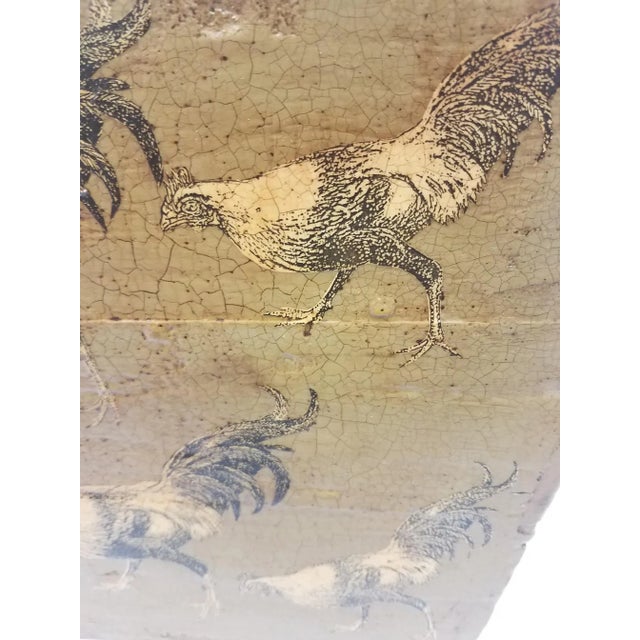 Green Yellow Decoupage Rooster Wooden Carry Box For Sale - Image 4 of 10
