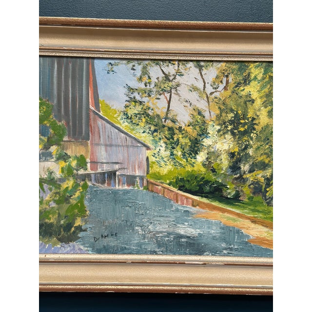 Mid-Century Modern Waterfall, 1960s, Oil Painting on Canvas, Framed For Sale - Image 3 of 13