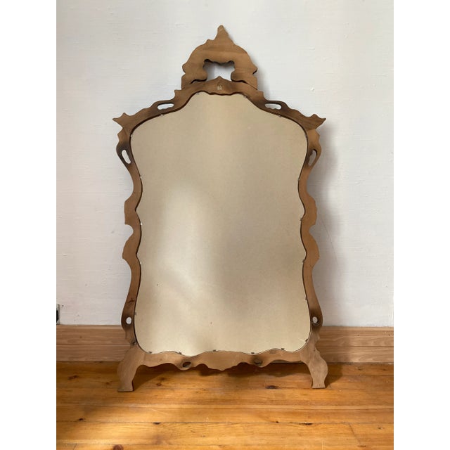Tan Rocaille Style Mirror in Carved Wood, 1960 For Sale - Image 8 of 9
