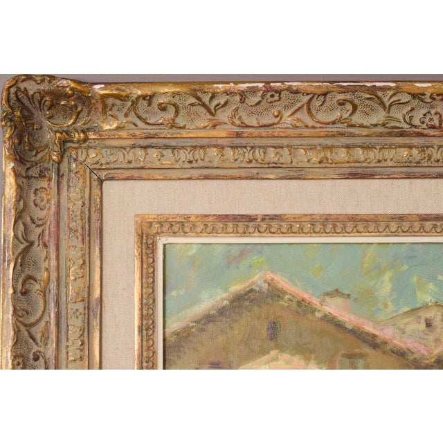 Palau Junca, Impressionist Painting with River and Chalets, Oil on Canvas, Framed For Sale - Image 13 of 16