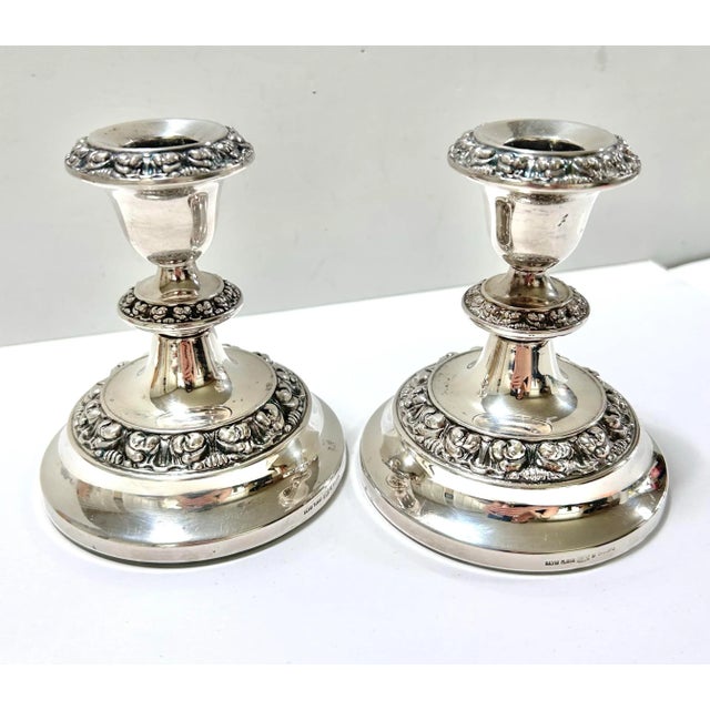 Vintage Silver Candlesticks – Lanthé England Silver Plate Candle Holders – Set of 2 For Sale - Image 4 of 8