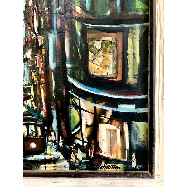 Abstract Expressionist Impasto Painting of Nighttime San Francisco For Sale In San Francisco - Image 6 of 10