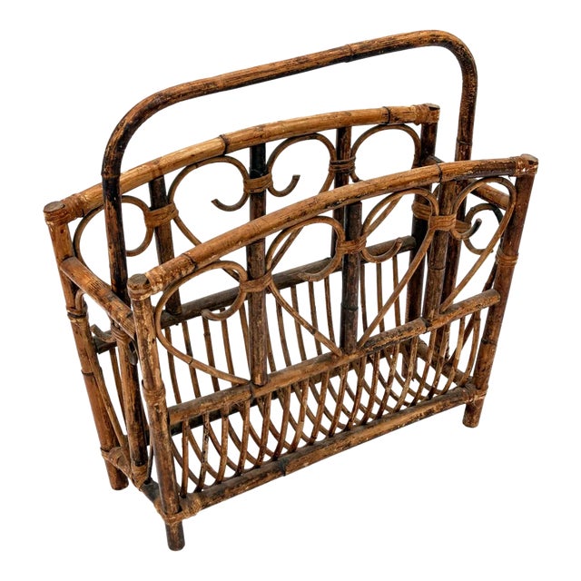 Early 1960s Bent Bamboo Magazine Rack For Sale