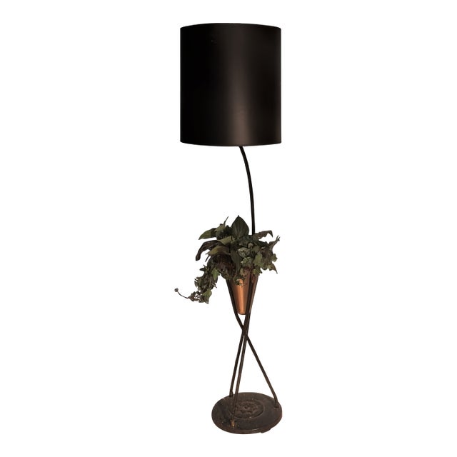 Mid Century Floor Lamp Brass Vase For Sale