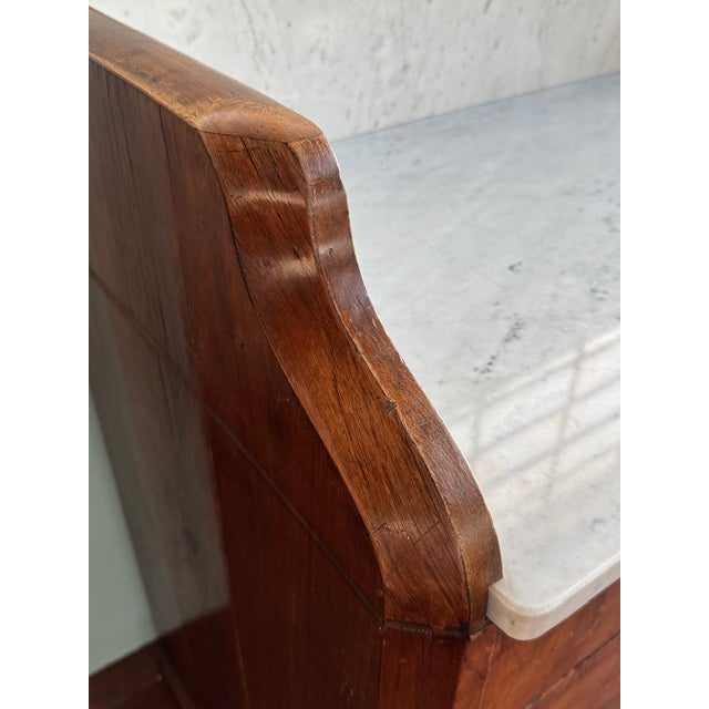 Vintage Chest of Drawers in Walnut with Marble Top, 1930s For Sale - Image 3 of 14