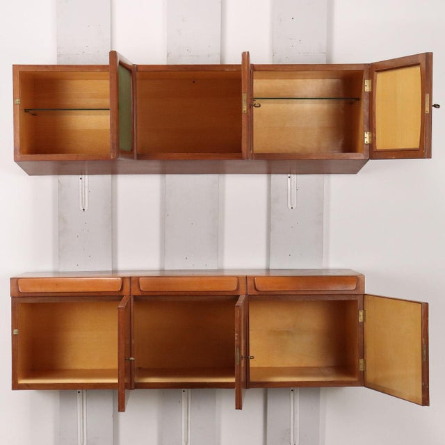 Vintage Wall Units in Teak and Mahogany with Drawers, Italy, 1960s, Set of 2 For Sale - Image 3 of 14