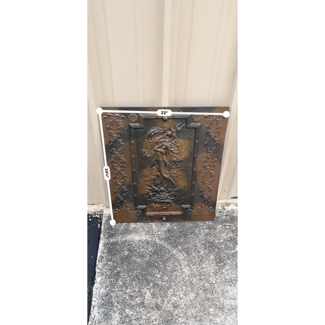 Metal French Art Nouveau Cast Iron Allegorical Maiden Architectural Wall Plaque, Circa 1900–1930 For Sale - Image 7 of 7
