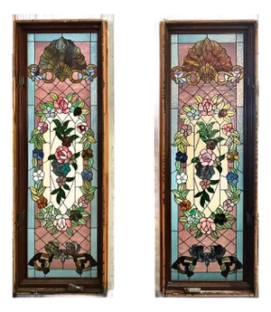 Stained Glass Windows - Mounted in Modern Thermopane Panels - A Pair