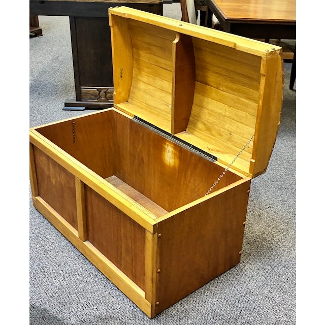 Wood Vintage Teak Dome Top Trunk / Blanket / Toy Chest c.1960 For Sale - Image 7 of 7
