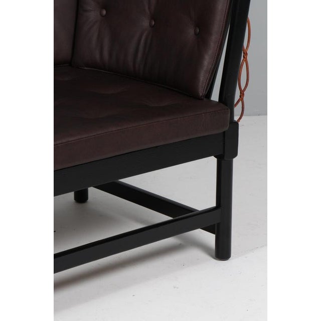 Fritz Hansen Two-Seat Sofa in Black Beech and Leather by Børge Mogensen for Fritz Hansen For Sale - Image 4 of 9
