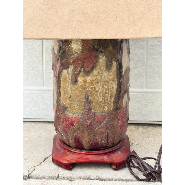 Vintage Handmade Louisiana Cypress Swamp Scene Pottery Table Lamp For Sale - Image 4 of 11