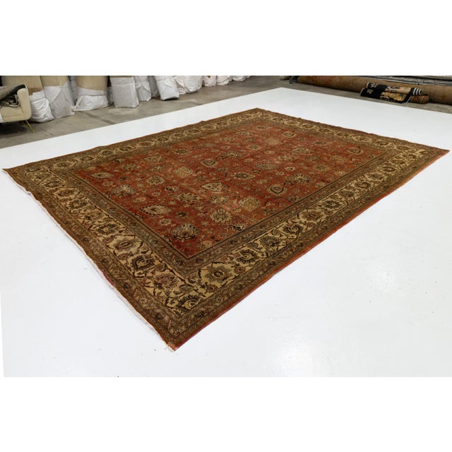 11 X 14 Allover Antique Tabriz Persian Wool Rug Handmade in Burnt Orange For Sale - Image 4 of 9