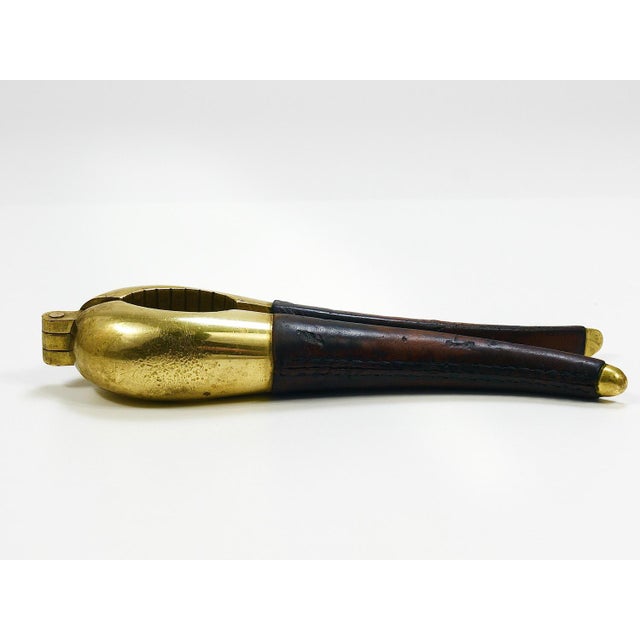 Carl Aubock Vienna Signed Vintage Brass & Leather Nutcracker, Austria, 1950s attributed to Carl Auböck For Sale - Image 14 of 18