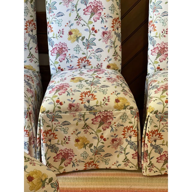 Newly Reupholstered Ethan Allen Slipper Chairs With Floral Kravet