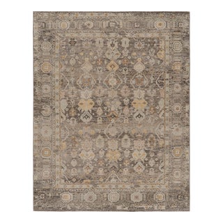 Rug & Kilim’s Oushak Style Rug in Silver-Gray With Geometric-Floral Patterns For Sale