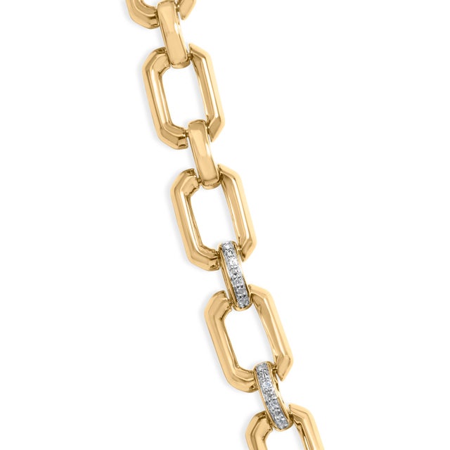 Contemporary Gold Vermeil .925 Sterling Silver 1/4 Cttw Diamond Bold Octagonal Link Necklace For Sale - Image 3 of 6