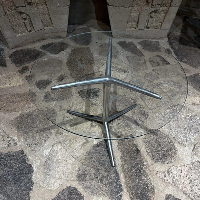 Milo Baughman 1970s Modernist Side Table Tripod Base Aluminum For Sale - Image 4 of 6