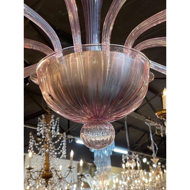 Modern Modern Lavender Murano Glass 10 Arm Chandelier. For Sale - Image 3 of 9