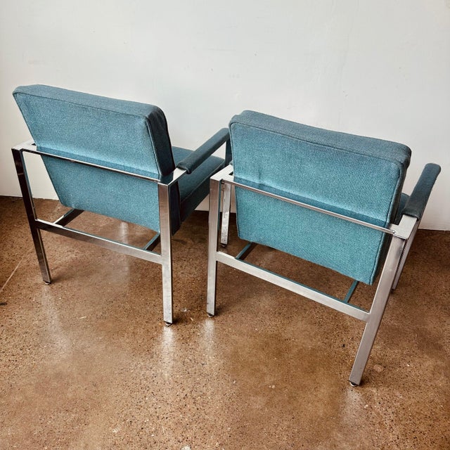 1960s Harvey Probber Style Chrome Arm Chairs - A Pair For Sale - Image 5 of 12