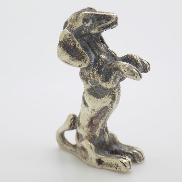 Vintage Italian Handmade Genuine Silver Standing Dog Figurine Solid Miniature For Sale - Image 4 of 9