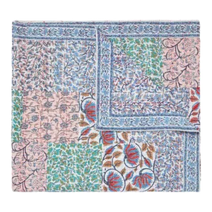 Aizel Queen Multi/Blue Patchwork Hand Stitched Quilt