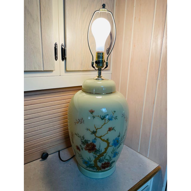 Vintage Asian Ginger Jar Floral Lamp For Sale - Image 11 of 11
