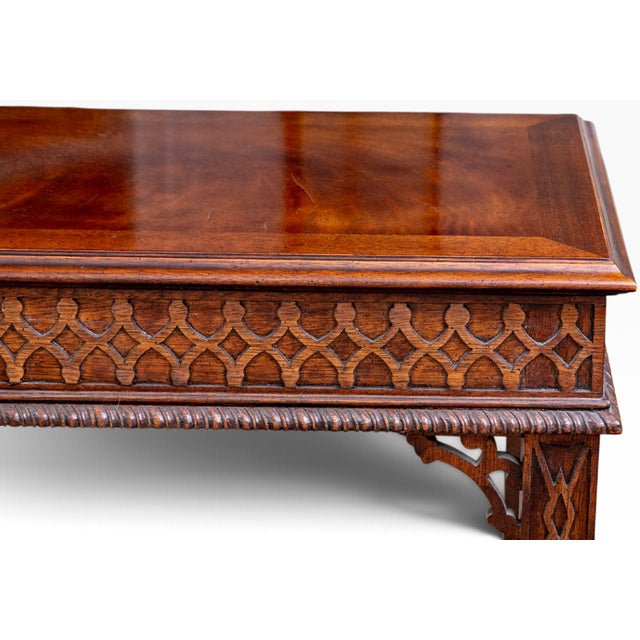 Wood Vintage Henredon Chinese Chippendale Carved Mahogany Console Table For Sale - Image 7 of 10