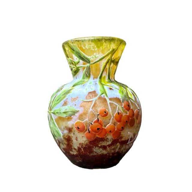 Art Nouveau Glass Cameo Vase with Birds Decor from Daum Nancy, France, 1910s For Sale - Image 5 of 10