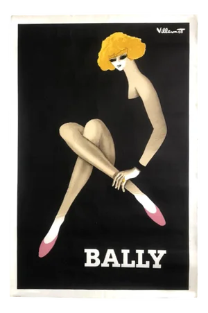Arches Paper Poster of Bally Shoes / Blonde Woman by Bernard Villemot, 1982