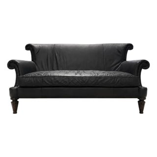 Loom Sculptural Leather Sofa – Custom Refinished Dark Brown Statement Piece For Sale