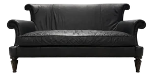 Loom Sculptural Leather Sofa – Custom Refinished Dark Brown Statement Piece