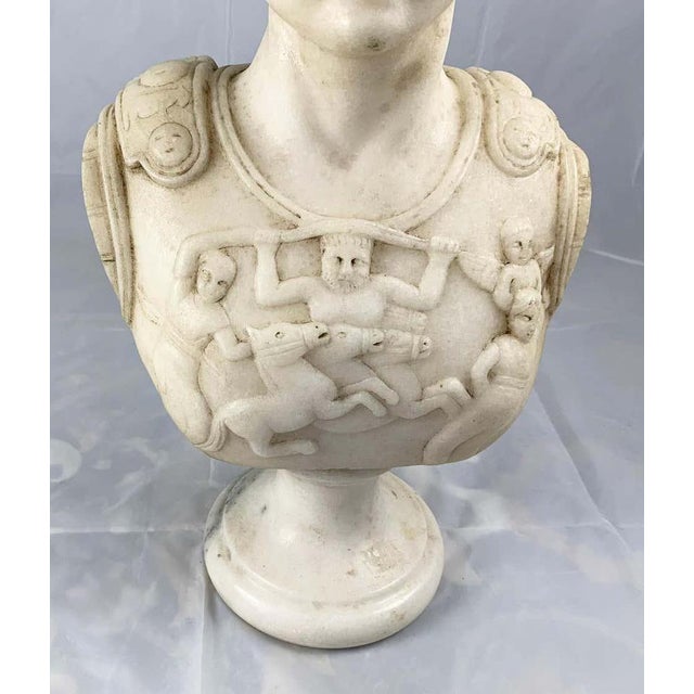 Stone 20th Century White Marble Bust of a Roman General For Sale - Image 7 of 13
