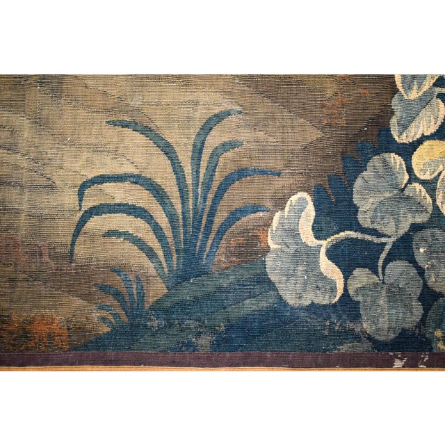 Antique Aubusson Verdure Tapestry, Large 18th C Handwoven French Wall Hanging, Forest Landscape Art For Sale - Image 12 of 14