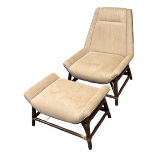 McGuire Furniture Tansen Lounge Chair + Ottoman For Sale
