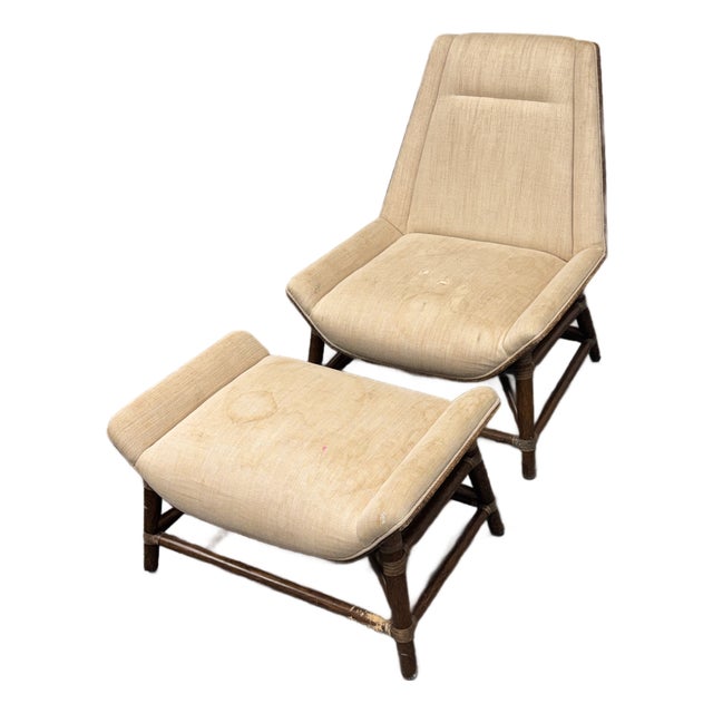 McGuire Furniture Tansen Lounge Chair + Ottoman For Sale
