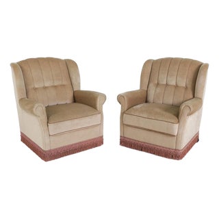 Danish Mohair Mid Century Modern Lounge Chairs For Sale