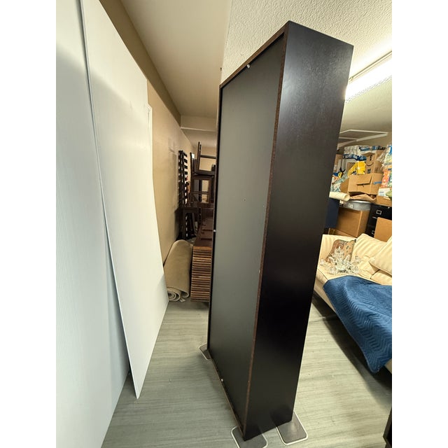 Tall Wood Display Cabinet With Glass Door and Lower Storage For Sale - Image 4 of 12