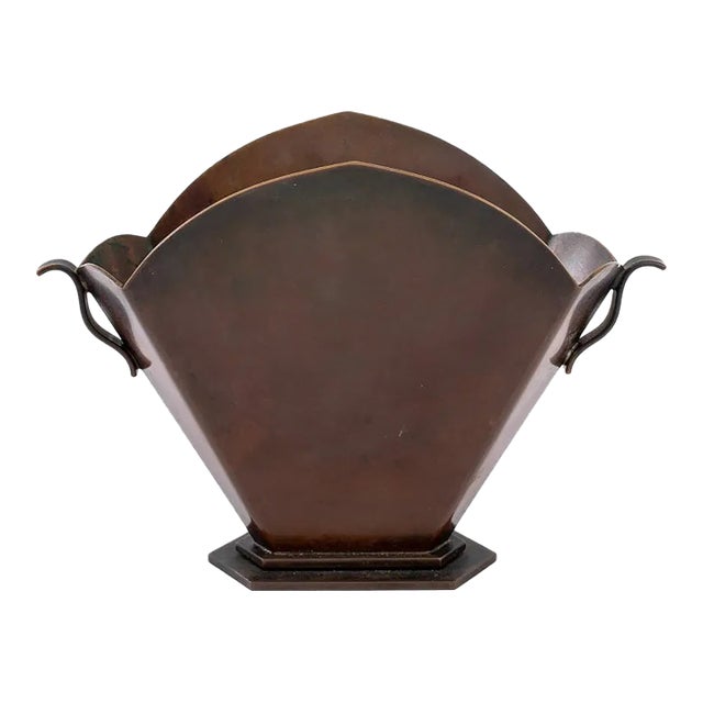 Mid 20th Century Art Deco Patinated Bronze Vase by Holger Fridericias, Denmark For Sale