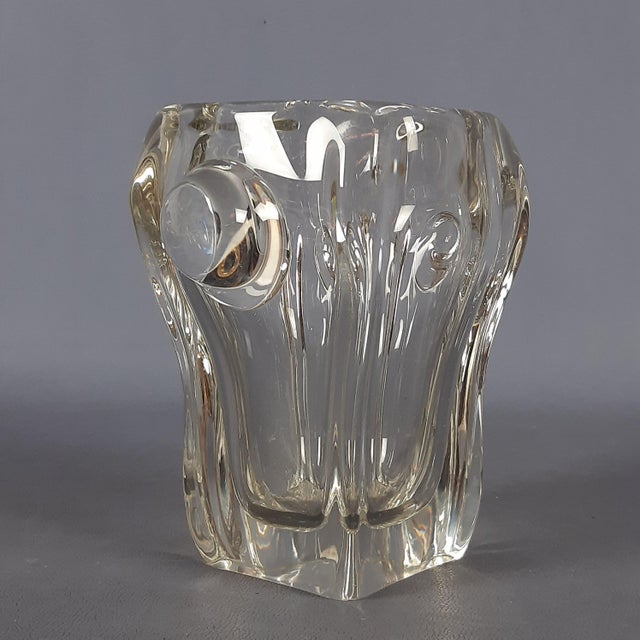 A stunning vintage Bohemian crystal/glass vase or ice bucket, an excellent example of 1970s Czech modernist design...