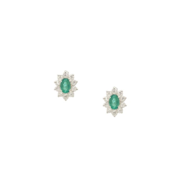 2010s Natural Emerald Diamond Earrings 14k White Gold 2.4 TCW Certified For Sale - Image 5 of 12