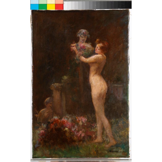 Albert Cresswell, Nymph Adorning a Bust in a Garden, Oil on Canvas For Sale - Image 15 of 16