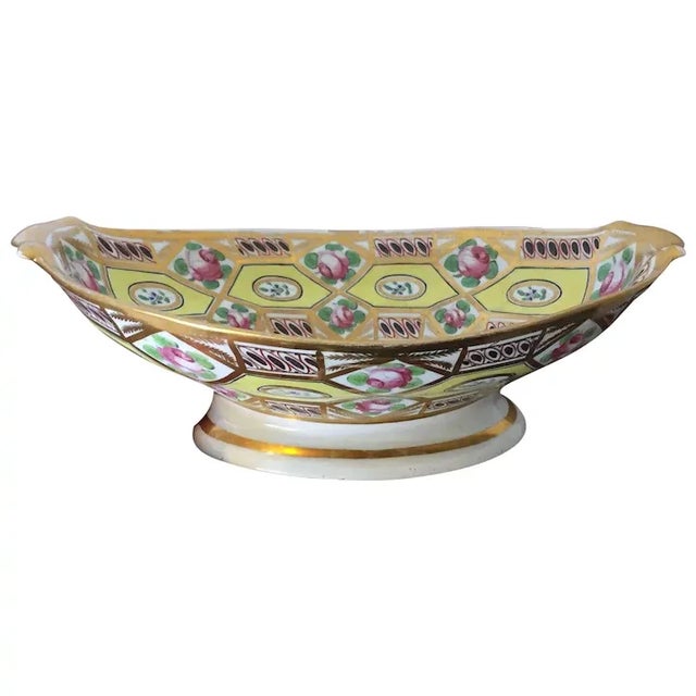 1805 Antique Coalport Porcelain Compote Tazza in Yellow Church Gresley Pattern For Sale - Image 13 of 13