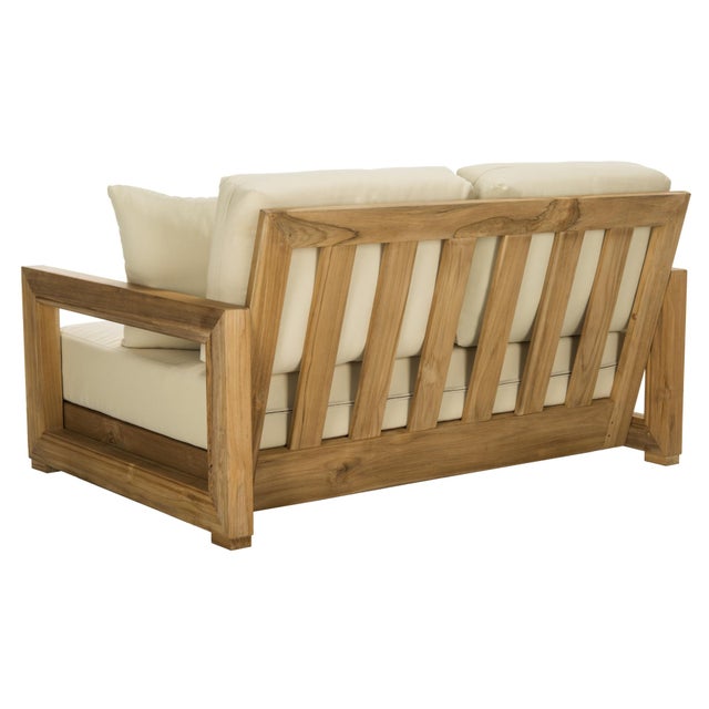Brown Montford 2-Seat Bench - Natural Teak / Beige For Sale - Image 8 of 8